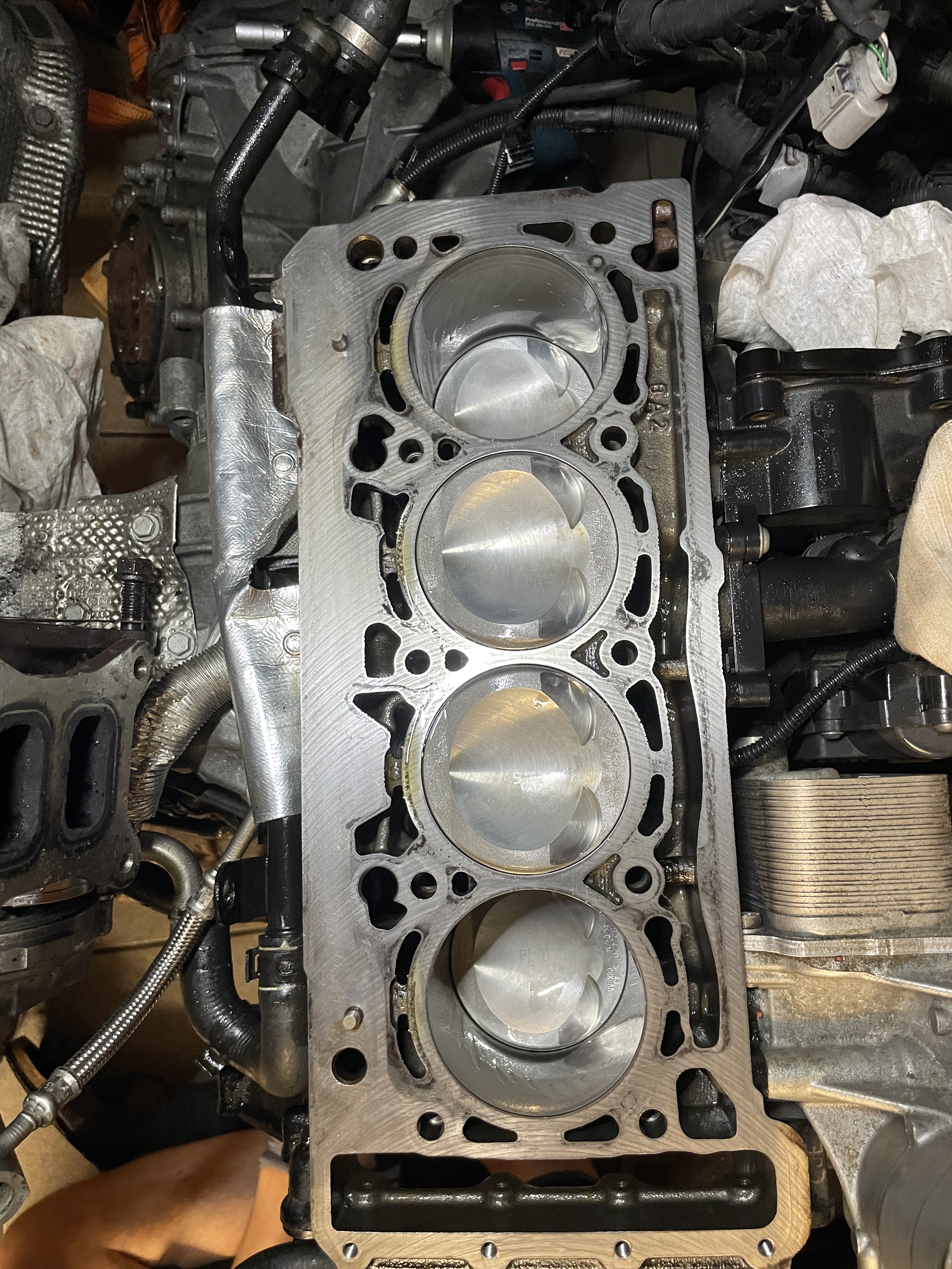 Engine block surface cleaned and prepared for reliable sealing during final assembly