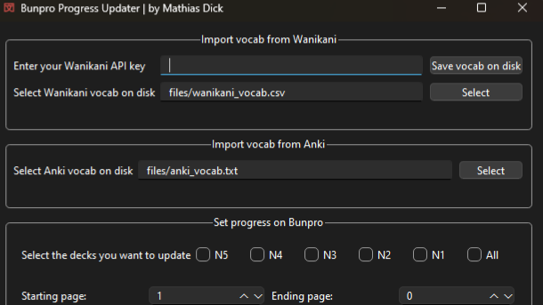 A simple GUI interface with vocabulary lists
